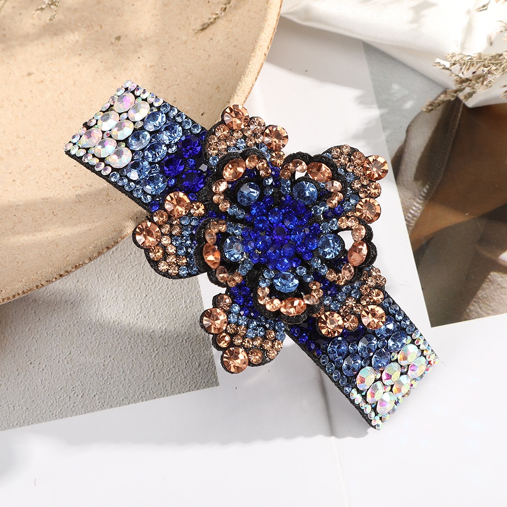 Haimeikang Kẹp tóc Rhinestone mới Nửa rỗng Hoa mùa xuân Kẹp màu phụ kiện thời trang tóc phụ nữ