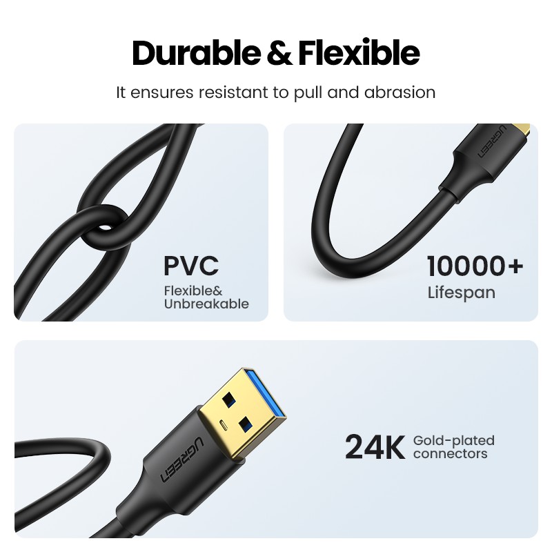 Cáp truyền dữ liệu Ugreen USB 3.0 hai đầu cắm kết nối nhanh chóng chất lượng cao tiện dụng