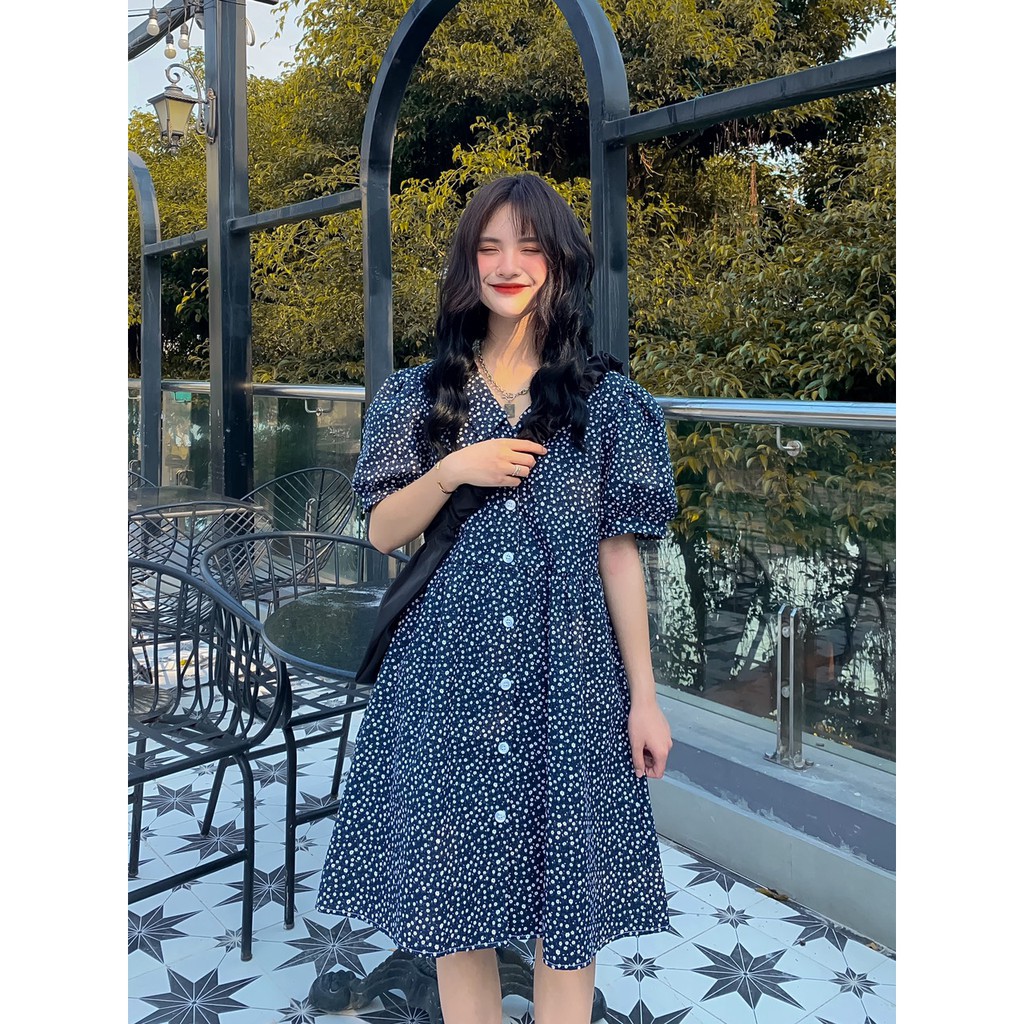 [Mã SKAMA06 giảm 8% tối đa 50K đơn 250K] VÁY BABYDOLL XANH NAVY CHẤM BI HOA NHÍ | BigBuy360 - bigbuy360.vn