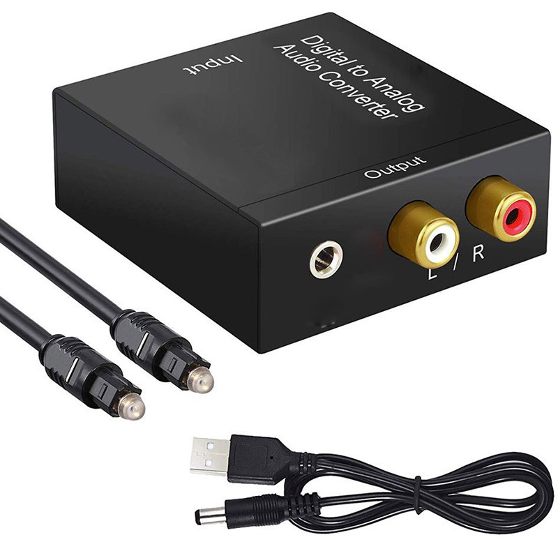 Portable 3.5mm Jack Coaxial Optical Fiber Digital to Analog Audio AUX RCA L/R Converter Digital Audio Decoder Amplifier