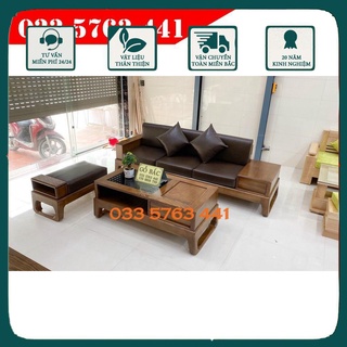 Sofa 3 món chân quỳ gỗ sồi Nga 100% nhỏ gọn, giá tại xưởng bộ bàn ghế sofa bàn sofa đẹp ghế sofa mini sofa gỗ