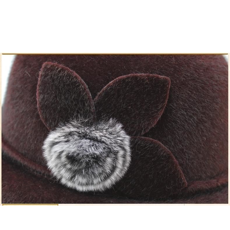 Nón Tai Bèo Phủ Lông Thú Thời Trang Thu Đông Mới Cho Phụ Nữ Trung Niên 60W