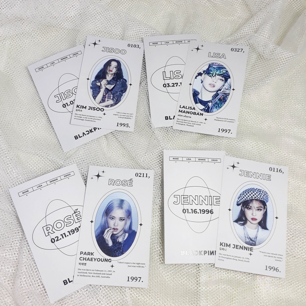 Set 4 card BlackPink The Album đầy đủ thành viên Jisoo Jennie Lisa Rosé start22_shop