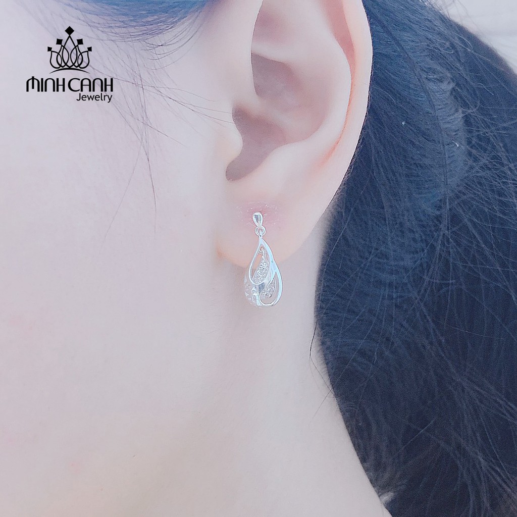 Bông Tai Bạc Giọt Nước Bọc Đá - Minh Canh Jewelry