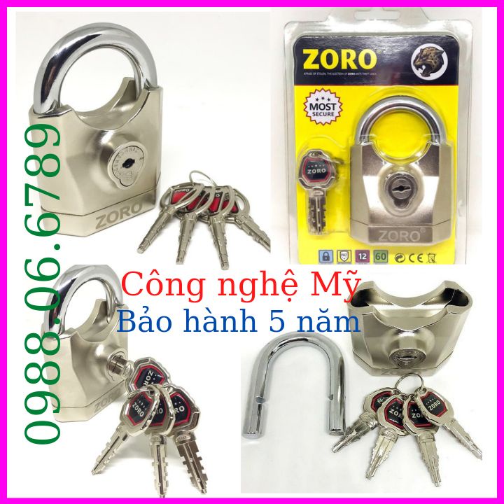 Ổ khóa báo động chống trộm cao cấp ZORO⚡FREE SHIP⚡Công nghệ Mỹ: chống cưa-chống cắt-chống đục-chống cháy-chống nước
