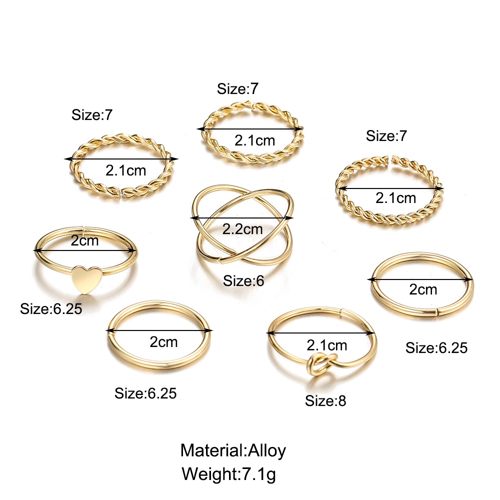 Set 8 Nhẫn Đeo Khớp Ngón Tay Thời Trang Cho Nữ