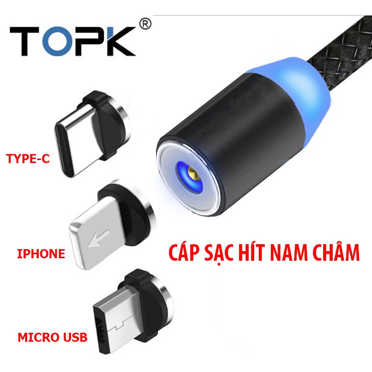 Cáp sạc hít nam châm từ tính 360 chân tròn Micro USB dây bọc dù siêu bền cho điện thoại Samsung, LG, Sony, OPPO, Xiaomi,