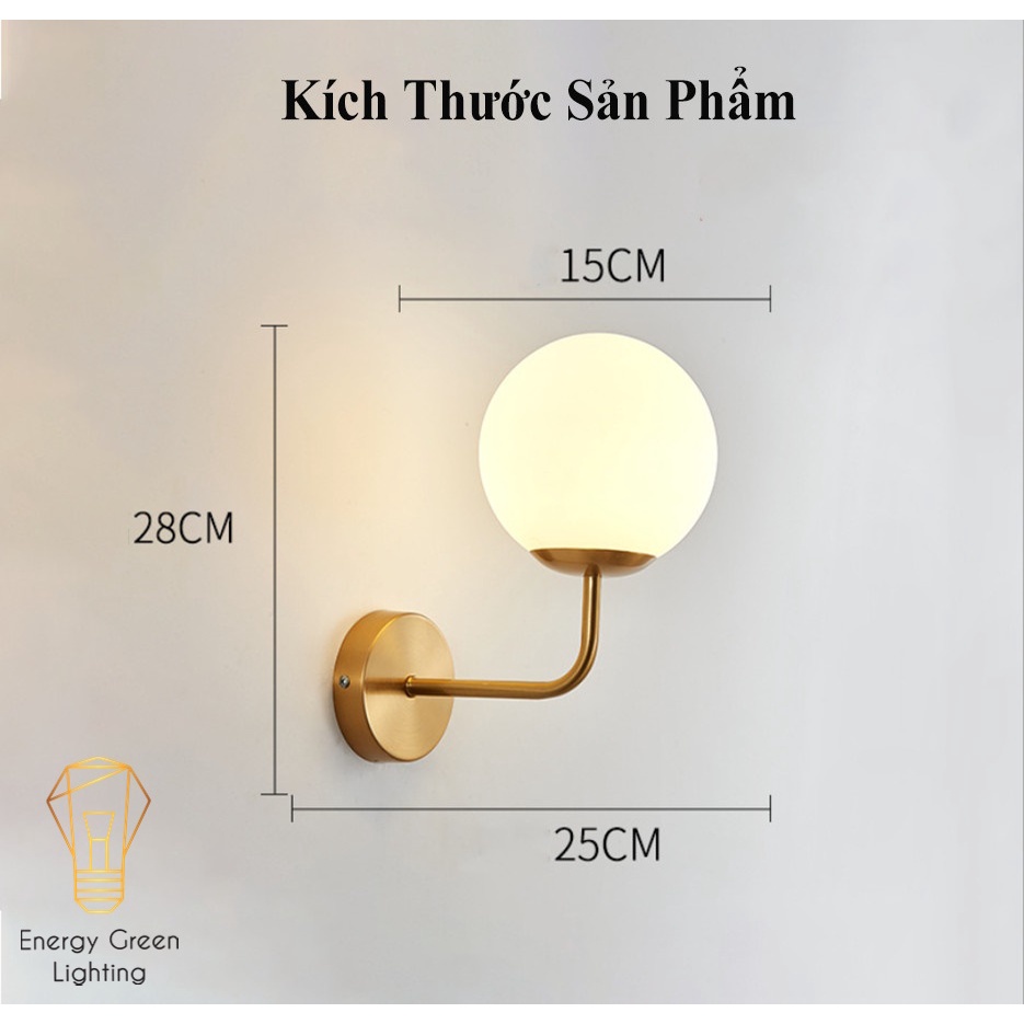 Đèn Treo Tường Mặt Trăng Energy Green Lighting 6101 Thân Vàng - Chao Thủy Tinh - Kiểu Dáng Sang Trọng