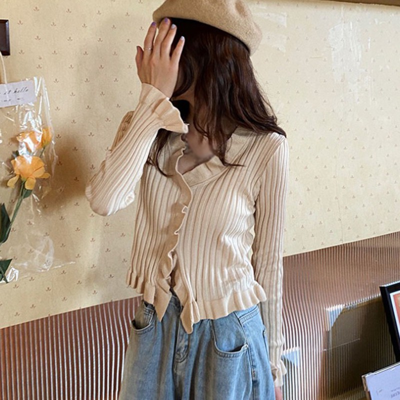 Áo Cardigan Dệt Kim Tay Dài Phối Nút Thiết Kế Cổ Chữ V Hợp Thời Trang | BigBuy360 - bigbuy360.vn