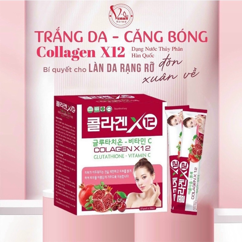 COLLAGEN Thuỷ phân  x12  GLUTATHIONE -VITAMIN C GIÚP TRẮNG VÀ TRẺ HOÁ LÀN DA