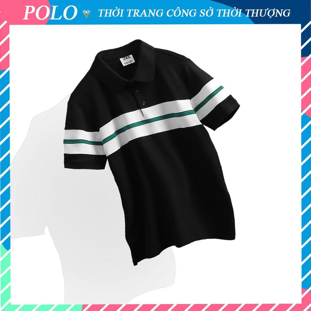 Áo Polo Nam Cổ Bẻ Vải Len Đan Cao Cấp Họa Tiết Kẻ Ngang, Áo Nam Có Cổ 2 Màu Hàng Xuất Xịn Cao Cấp Mặc Đi Làm Lịch Sự