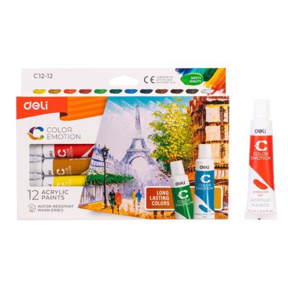 Màu nước Acrylic dạng tuýp 12 màu Deli C12-12