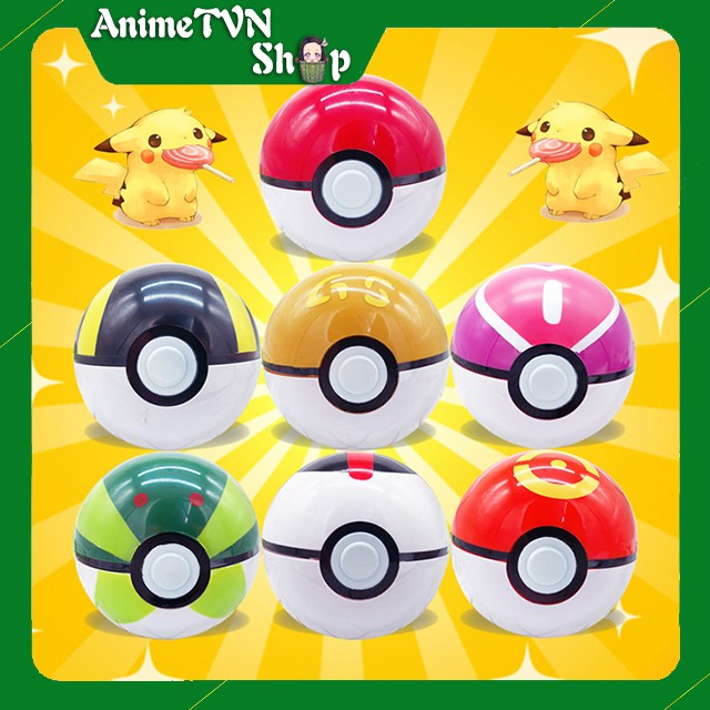 Quả cầu Pokemon chứa bửu bối thần kì bằng nhựa dễ thương có nút bật nắp (Nhiều mẫu mã) (bóng rỗng)