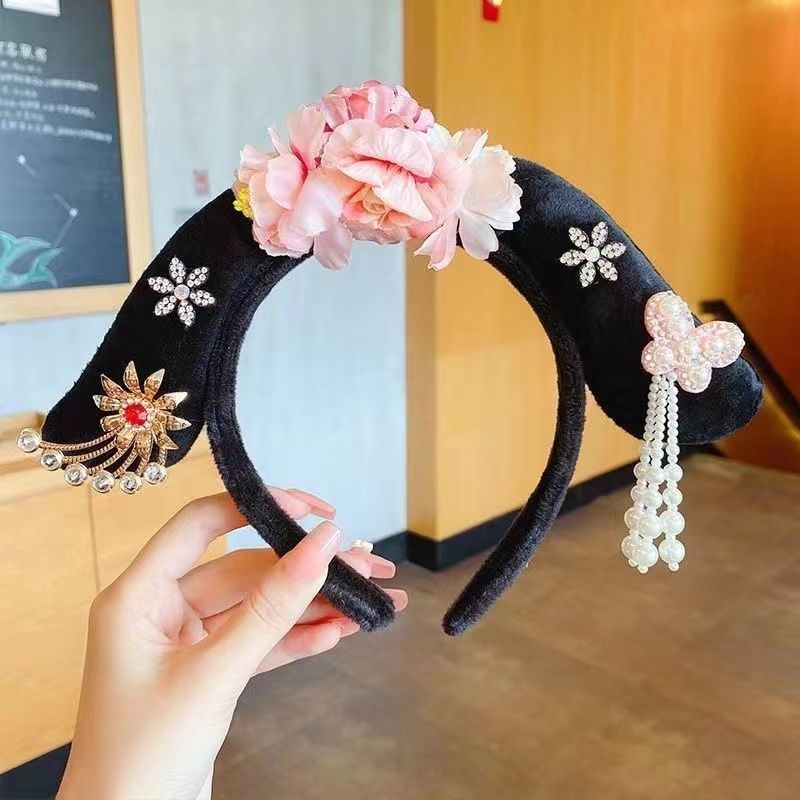 Cài Che Mặt Dễ Thương Hình Cà Phê tiểu Cà Phê Cô Gái Tóc Cổ Điển Xiaohongshu Cùng Cung Điện Gege Rửa Mặt Biểu Diễn Cổ Trang Vòng Đội Đầu Thẻ Trang Trí Hán Phục Cho Nữ