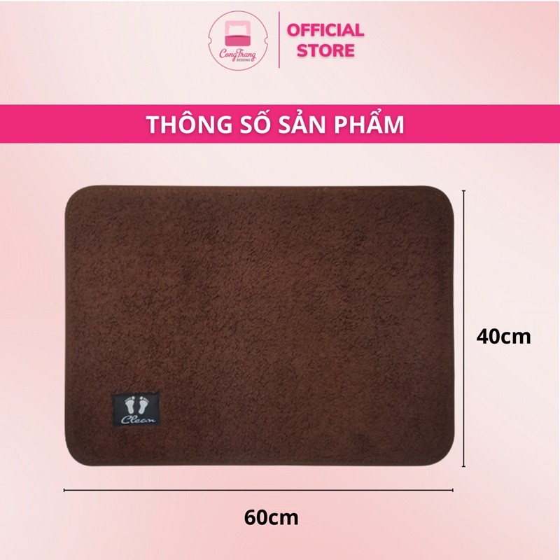 Thảm chùi chân lông len siêu thấm, đế cao su chống trơn trượt tiện dụng giá rẻ - 40cm x 60cm