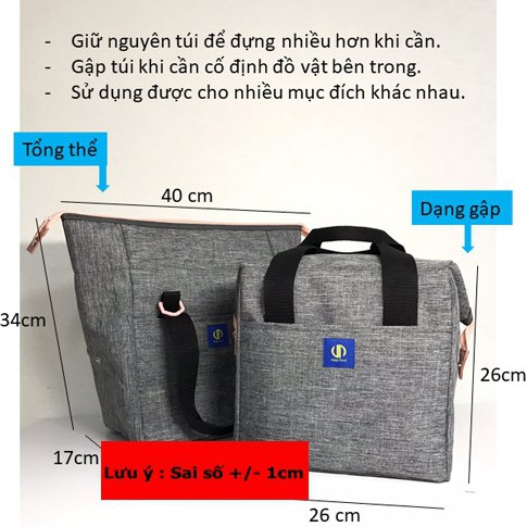 Túi đựng giữ nhiệt hộp cơm văn phòng VN204XL - BIG SIZE 6000ml  /  Box đũa ăn kểu Nhật