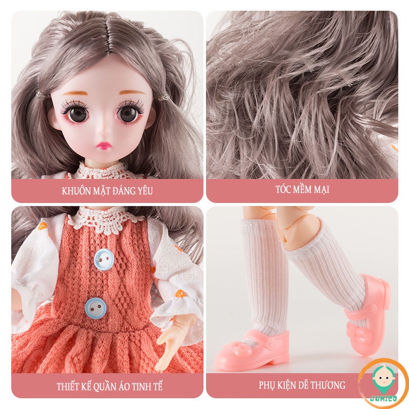 Búp bê barbie có khớp 30cm giá rẻ,đồ chơi cho bé gái phát triển trí tuệ JUMICO BUB