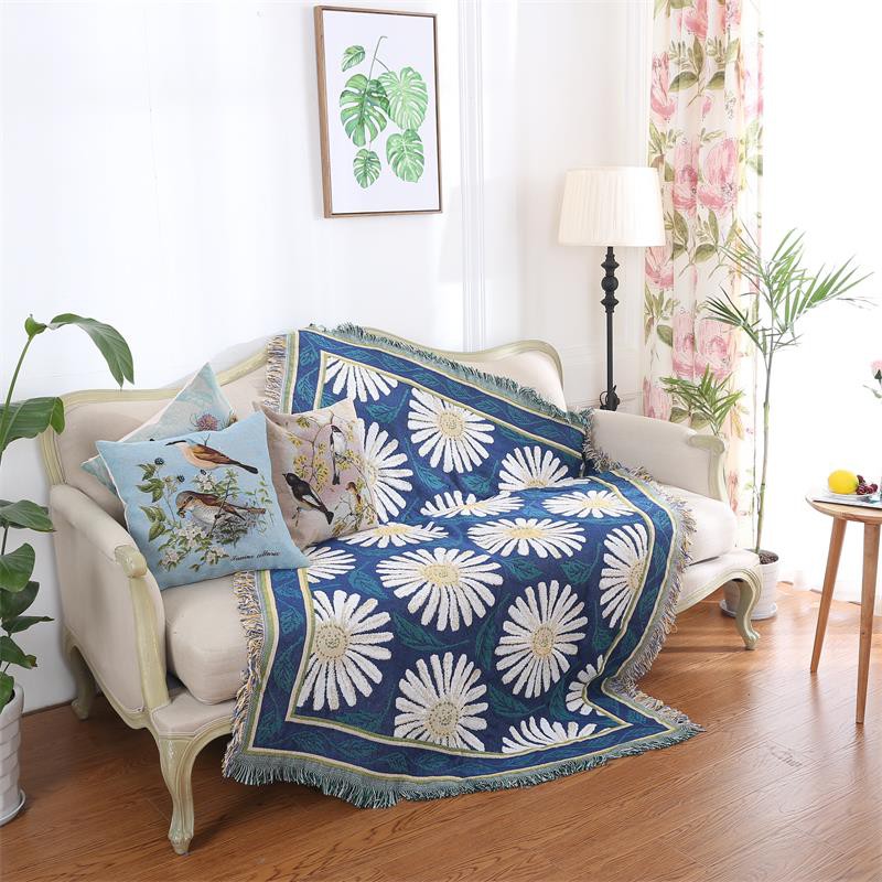 [RẺ - SẴN]Chăn thảm đa năng trải sàn,sofa,treo tường dệt sợi trang trí hoa cúc Daisy - Multi-function blanket soft