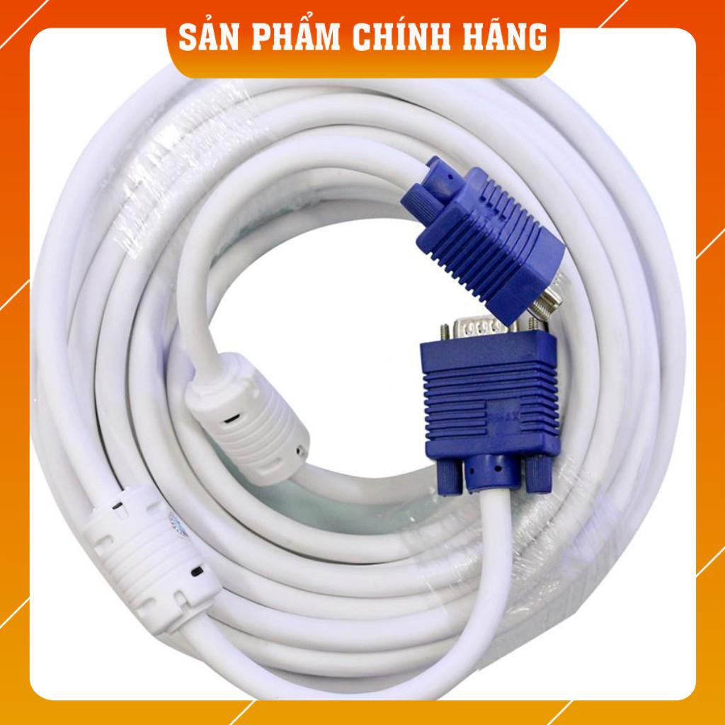Dây VGA - Cáp VGA 20 mét - Màu trắng, 2 đầu chống nhiễu màu xanh - BH 12 tháng