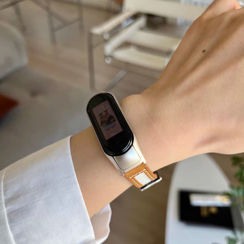 Dây Đeo Thay Thế Chất Liệu Da Phong Cách Vintage Cho Xiaomi Mi Band 6 5 4 3 Mi Band 5