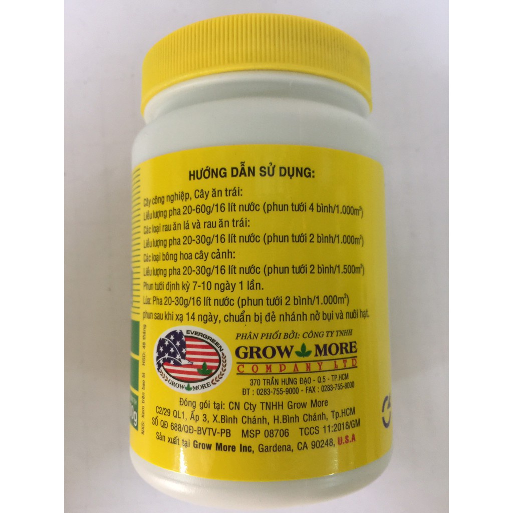 Phân bón lá kích mầm hoa Grow More NPK 10-55-10+TE, dạng bột, lọ 100gr, cho cây trồng - Hàng chính hãng