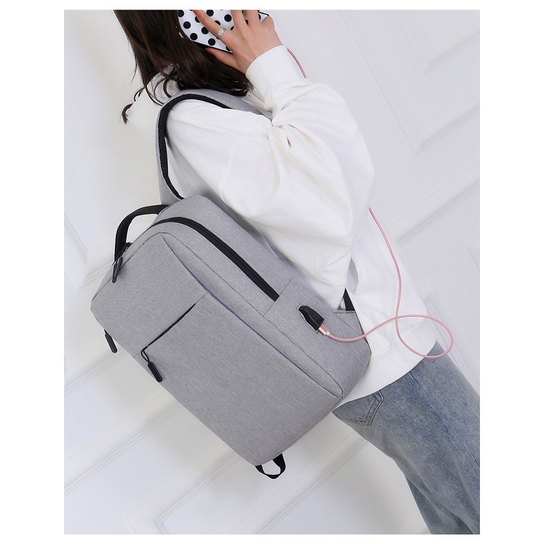 Ba lô JASMIN NOIR vải oxford đựng laptop cỡ lớn phong cách đơn giản thời trang dành cho nữ