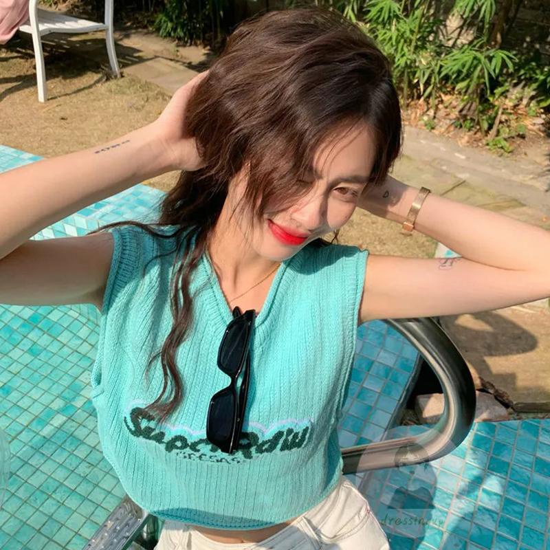 Áo Ba Lỗ Cổ Tròn In Chữ Thời Trang Mùa Hè Dành Cho Nữ