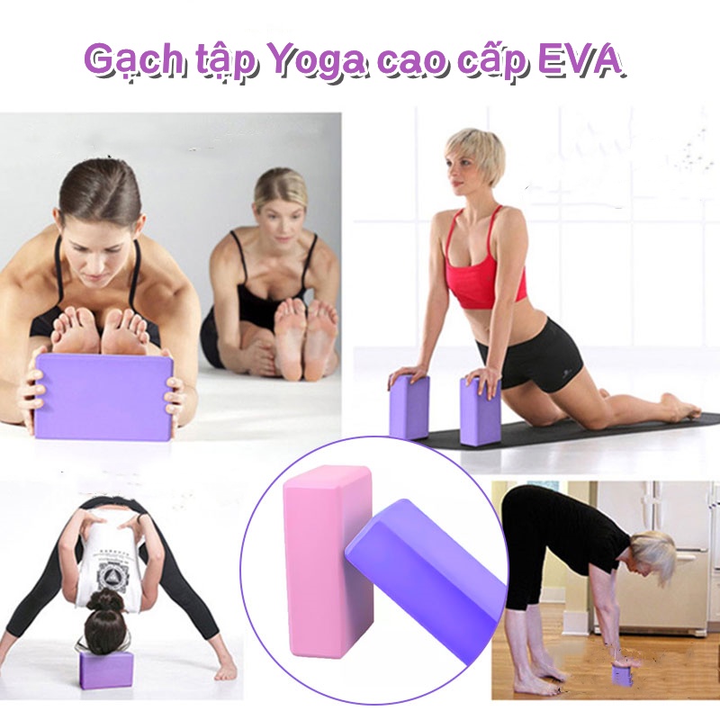 Gạch Tập Yoga, Yoga Blocks,Gối Tập Yoga Xốp Cao Cấp Eva Cứng gấp 3 lần loại gạch tập thông thường