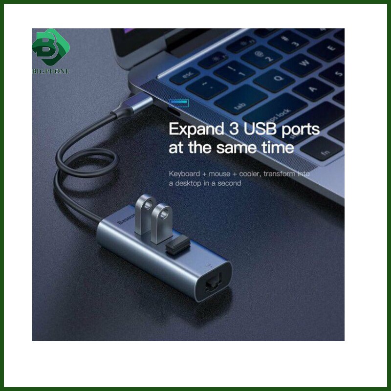 Cáp chuyển Baseus Enjoy Series Type C to USB 3.0 + Gigabit Network interface RJ45