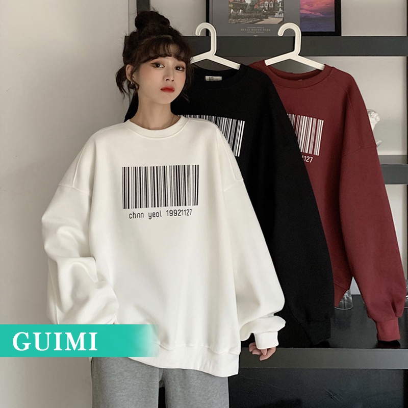 【Guimi】Áo Sweater In Họa Tiết Mới Thời Trang Thu Đông Cho Nữ