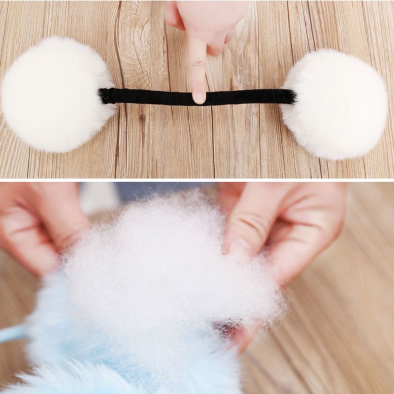 Bông Tai Lông Thỏ Nhân Tạo Màu Sắc Ngọt Ngào Thời Trang Mùa Đông Cho Nữ