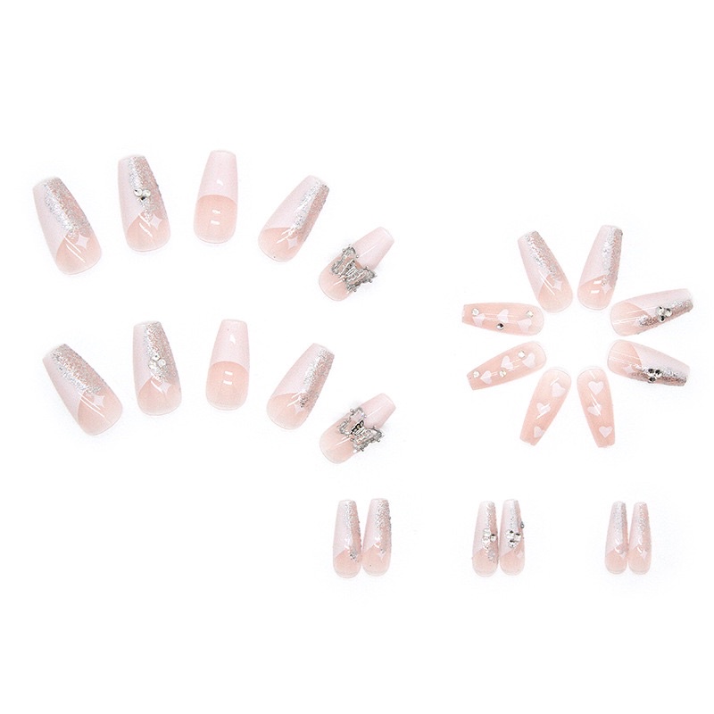 Set 24 móng giả D468 đính đá cao cấp ( Tặng kèm keo và dũa )