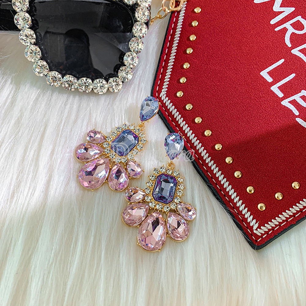 Đôi Khuyên Tai Dài Đính Đá Thạch Anh Tím Thời Trang Cho Nữ