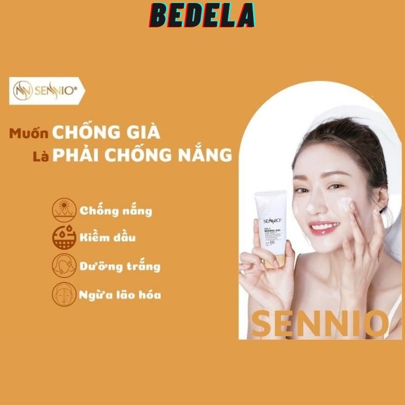 Kem Chống Nắng Kiềm Dầu Vật Lý Dưỡng Trắng Cho Da Dầu Mụn Sennio Tone Up Base Sun Cream SPF50 PA+++ 50ml BDL155