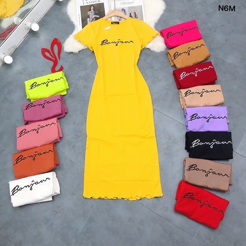 Đầm ôm body thun thêu chữ | BigBuy360 - bigbuy360.vn