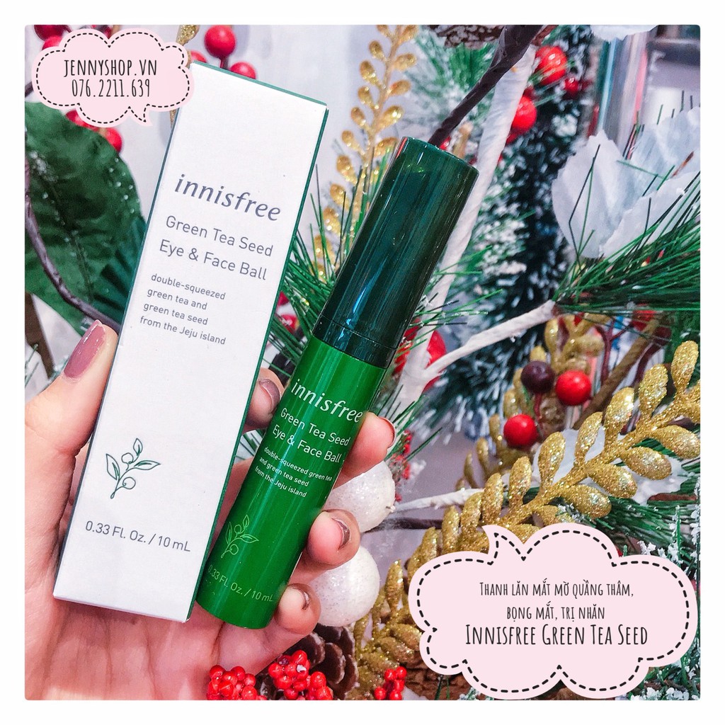 Tinh Chất Dưỡng Da Mắt &amp; Mặt Dạng Lăn Innisfree Green Tea Seed Eye &amp; Face Ball 10ml