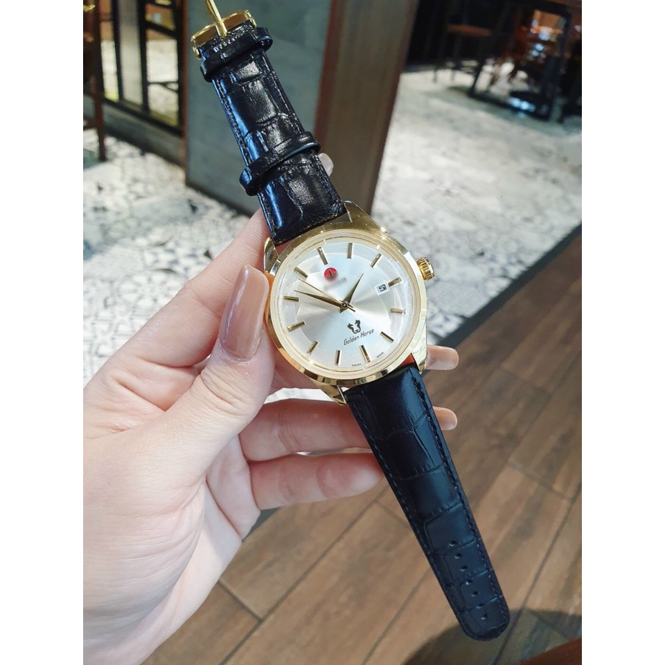 Đồng hồ nam R.D golden horse dây da - màu đen/nâu - size 40mm