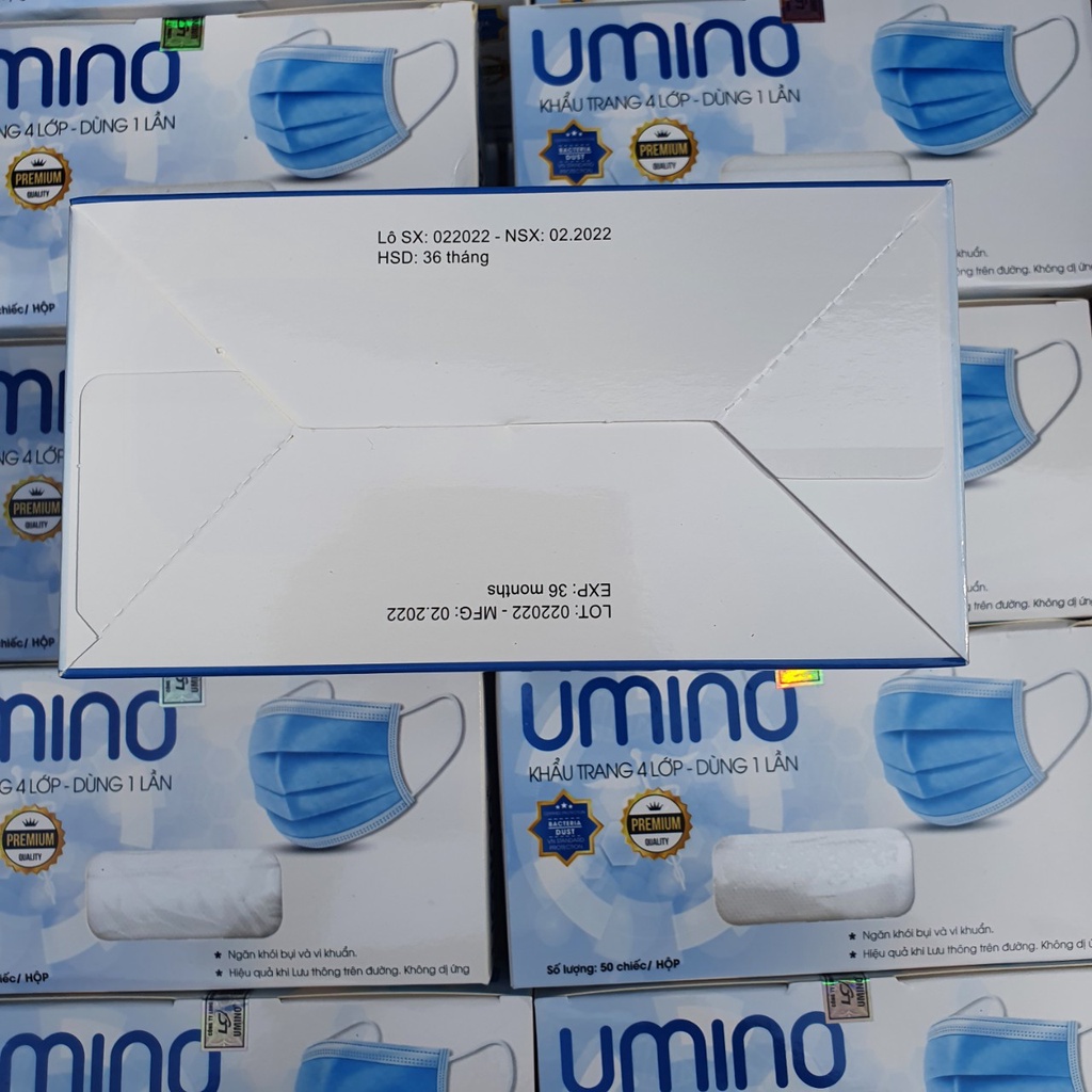 Khẩu trang y tế 4 lớp UMINO chính hãng hộp 50 chiếc màu trắng