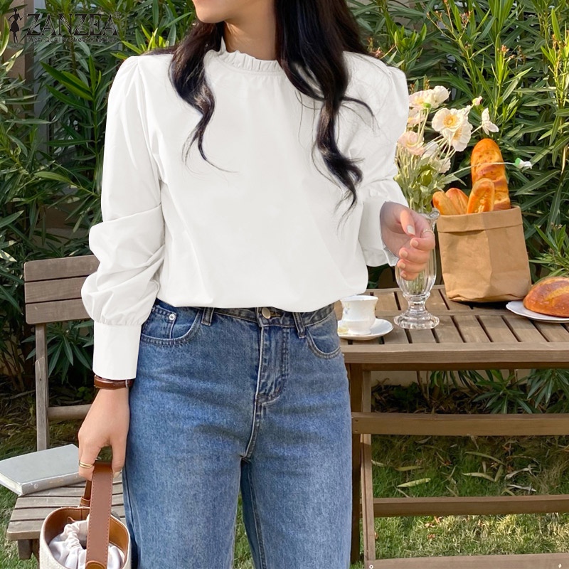 Zanzea Áo Kiểu Tay Dài Phồng Phong Cách Hàn Quốc Dành Cho Nữ