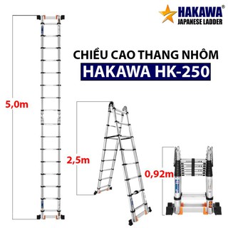 Thang Nhôm Rút Chữ A Hakawa HK-250 (2,5m) chính hãng bảo hành 2 năm