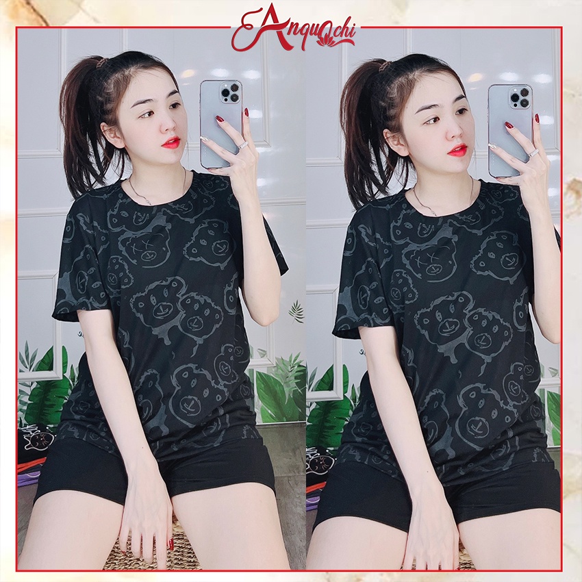 Đồ Bộ Nữ Mặc Nhà Anquachi Gấu Đẹp Thun Cotton Nữ Mặc Ngủ Ở Nhà Dễ Thương Quần Dùi Cute A071