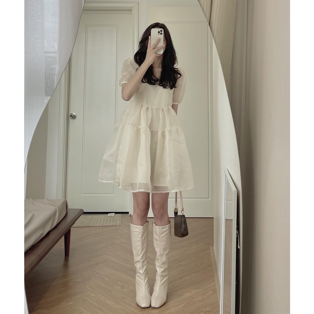 [Mã FAMARAL1 giảm 10K đơn 50K] V079 Váy tơ babydoll tay bồng | BigBuy360 - bigbuy360.vn