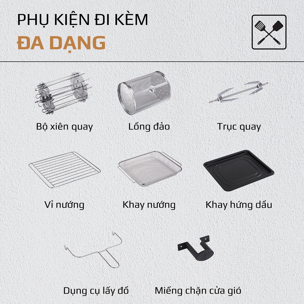 Nồi Chiên Không Dầu OLIVO AF15  BH 24 Tháng 16 Chức Năng - Dung Tích 15L - Công Suất 2000W