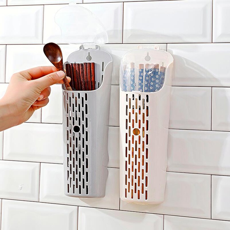 Hộp Đựng Muỗng Đũa Treo Tường Có Nắp Đậy Tiện Dụng