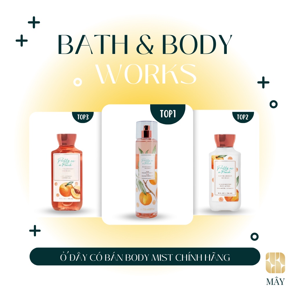 Body mist PRETTY AS A PEACH - xịt khử mùi toàn thân mùi Body Mist Bath And Body Works Mỹ 236ml