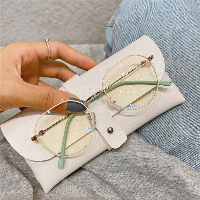 Mắt kính gọng kim loại tròn chống bức xạ phong cách retro Hàn Quốc