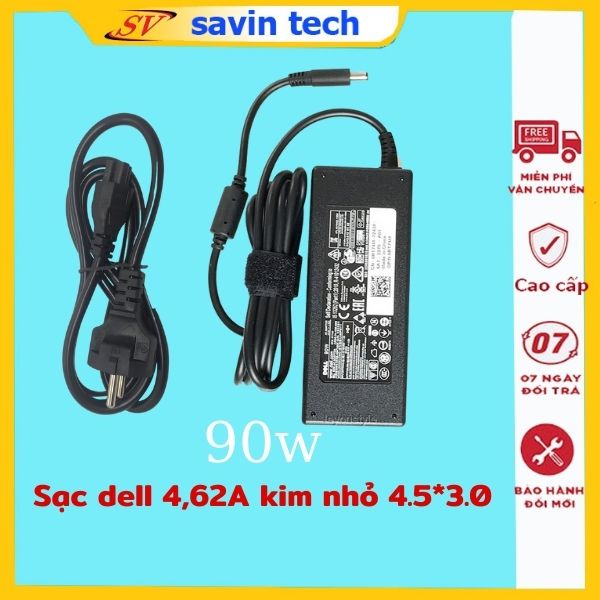 [Sạc ZIN] Sạc laptop dell 4,62 kim nhỏ savintech, sạc máy tính dell zin cao cấp bảo hành 12 tháng