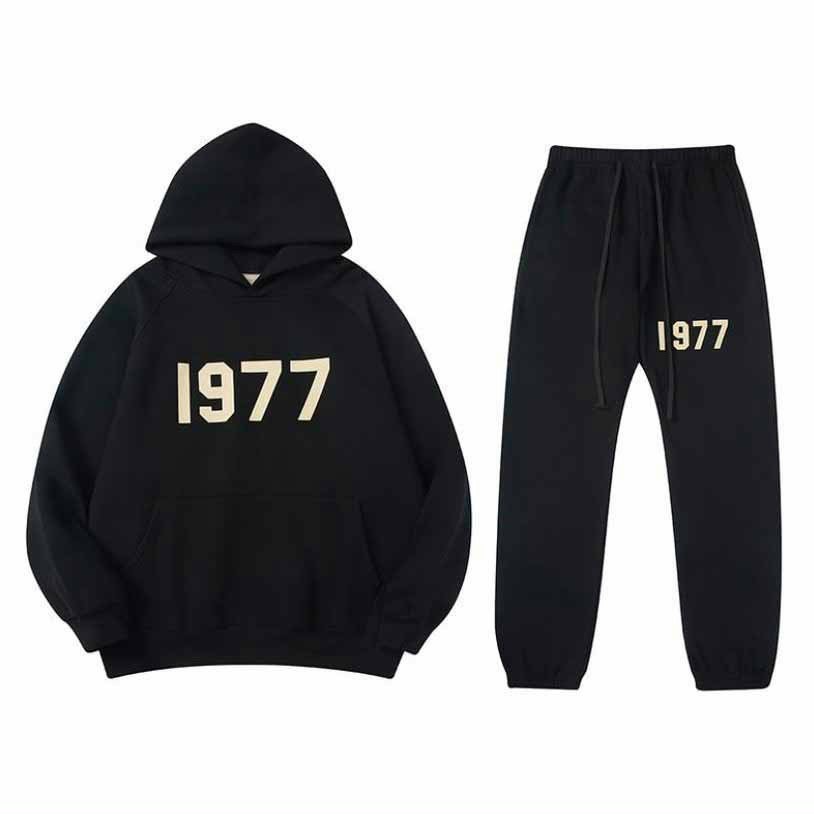 Bộ Nỉ Dài Tay Thể Thao 1977 - Set Đồ Gồm Áo Hoodie Có Nón Và Quần Jogger Unisex Nữ Dáng Dài 4 màu
