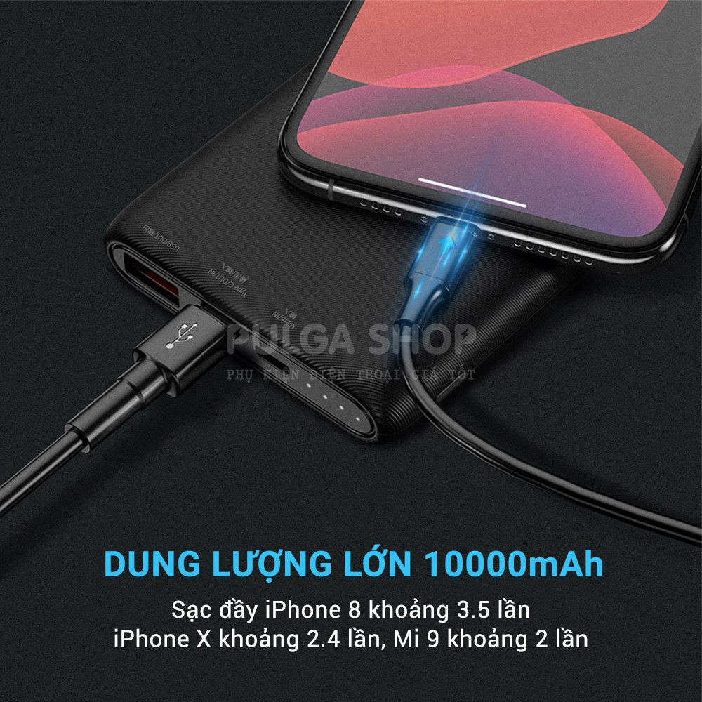 Sạc Dự Phòng Baseus 10000mAh Sạc Nhanh 18W Hỗ Trợ PD/QC3.0 Thiết Kế Nhỏ Gọn Cho Iphone Xiaomi Samsung Oppo Huawei Realme