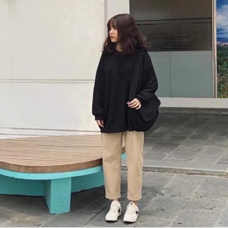 Áo Sweater Basic Tay Dài Nỉ Bông Kèm Video